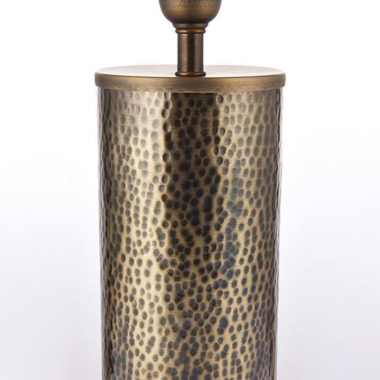 Indara Natural Linen Shade Table Lamp In Hammered Bronze