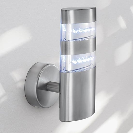 Product photograph of India Led 24 Lights Outdoor Wall Light In Satin Silver from Furniture in Fashion