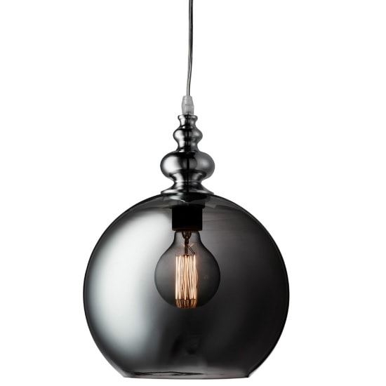 Indiana Globe Pendant In Chrome And Smoke Glass