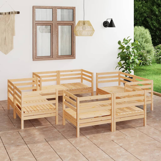 Indigo Solid Pinewood 8 Piece Garden Lounge Set In Brown