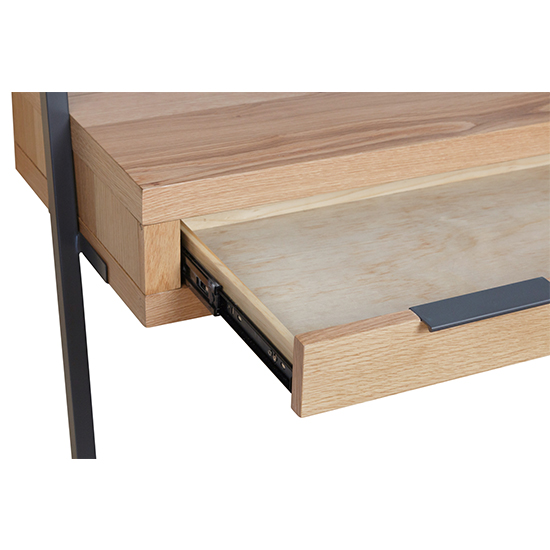 Indio Wooden Bookcase 1 Drawer Compuer Desk In Oak_6