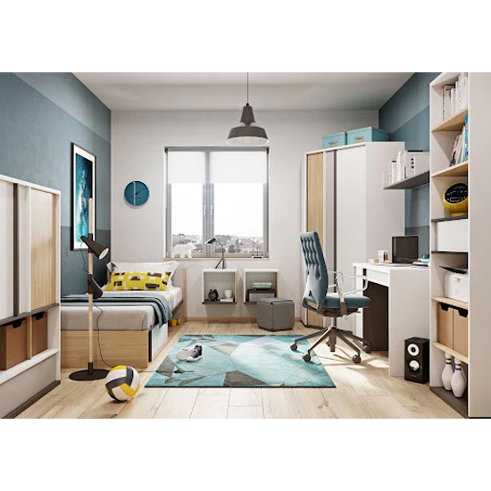 Indio Kids Wooden Bookcase 1 Drawer 4 Shelves In Matt White