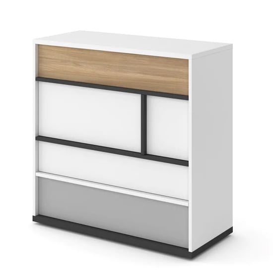 Product photograph of Indio Kids Wooden Chest Of 5 Drawers In Matt White from Furniture in Fashion