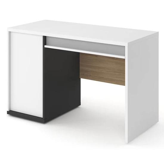 Product photograph of Indio Kids Wooden Computer Desk With 1 Door In Matt White from Furniture in Fashion