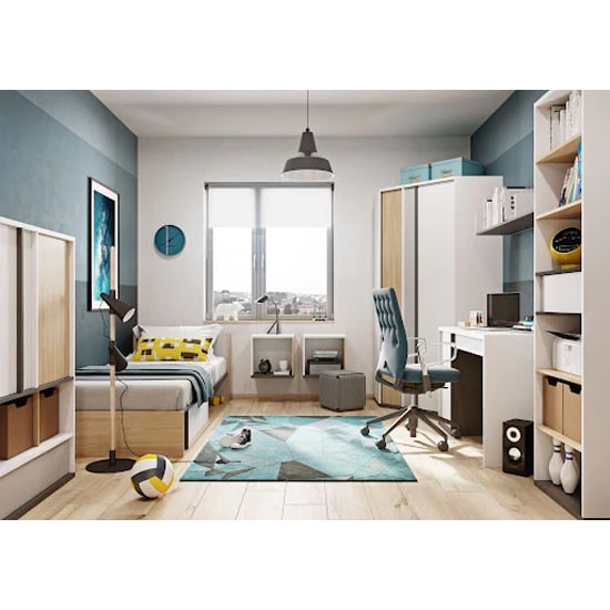 Indio Kids Wooden Storage Single Bed And Mattress In Matt White