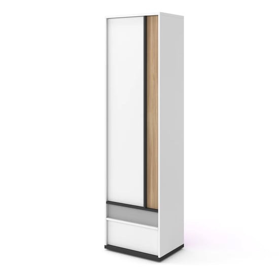 Product photograph of Indio Kids Wooden Wardrobe With 1 Door In Matt White from Furniture in Fashion