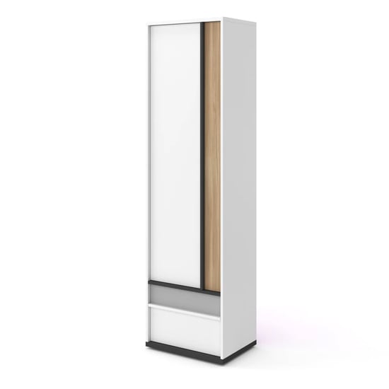 Read more about Indio kids wooden wardrobe with 1 door in matt white