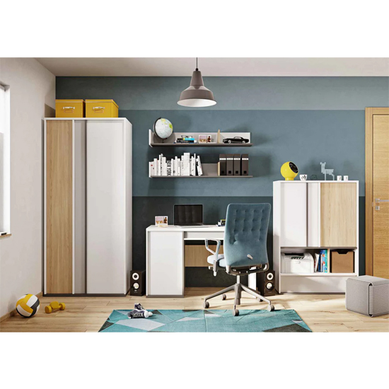 Indio Kids Wooden Wardrobe Corner With 2 Doors In Matt White
