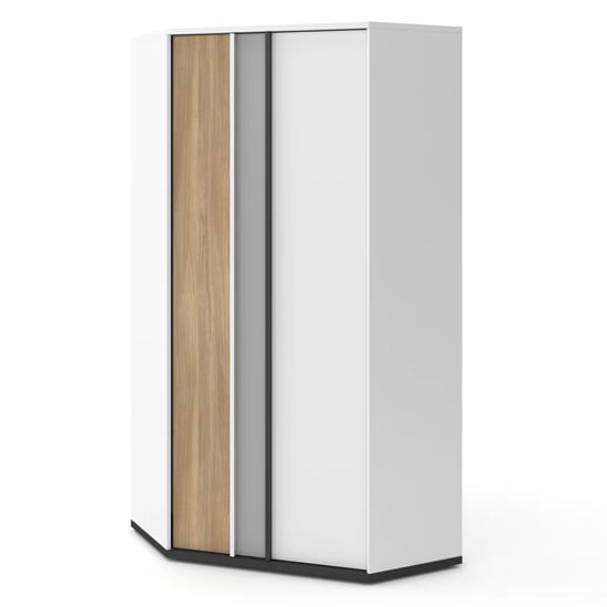 Product photograph of Indio Kids Wooden Wardrobe Corner With 2 Doors In Matt White from Furniture in Fashion