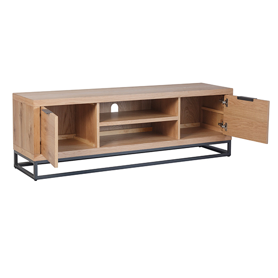 Indio Wooden Large 2 Doors And 1 Shelf TV Stand In Oak_2