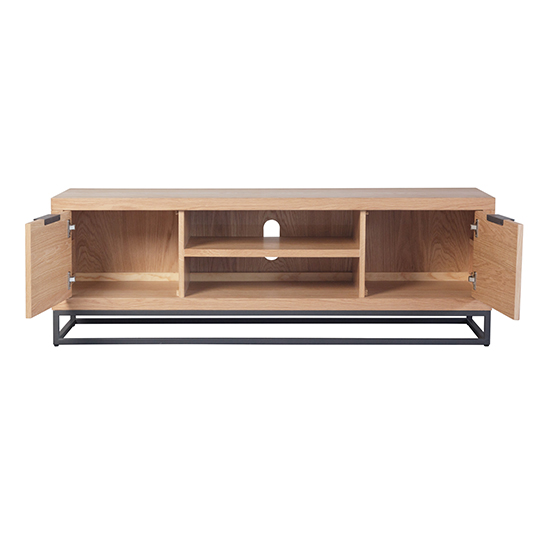 Indio Wooden Large 2 Doors And 1 Shelf TV Stand In Oak_4