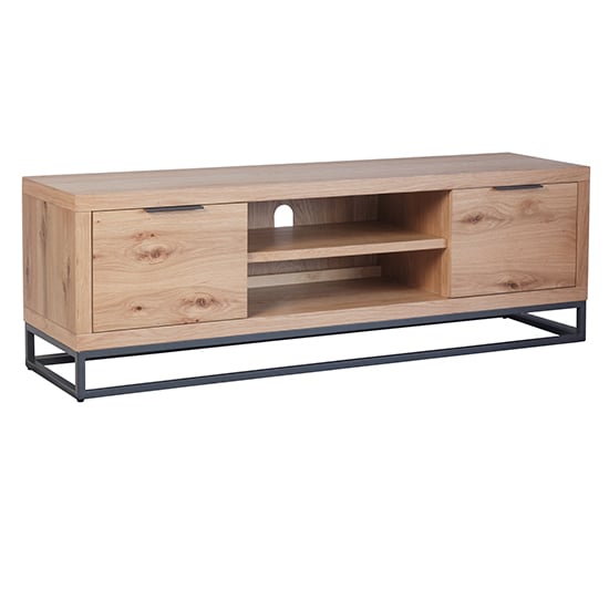 Indio Wooden Large 2 Doors And 1 Shelf TV Stand In Oak