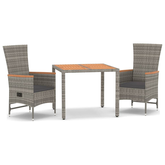 Indio Poly Rattan 3 Piece Garden Dining Set In Grey