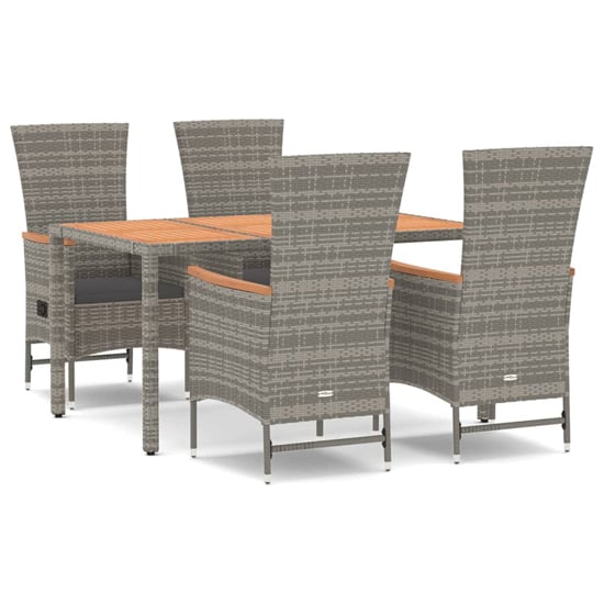 Indio Poly Rattan 5 Piece Garden Dining Set Large In Grey_2