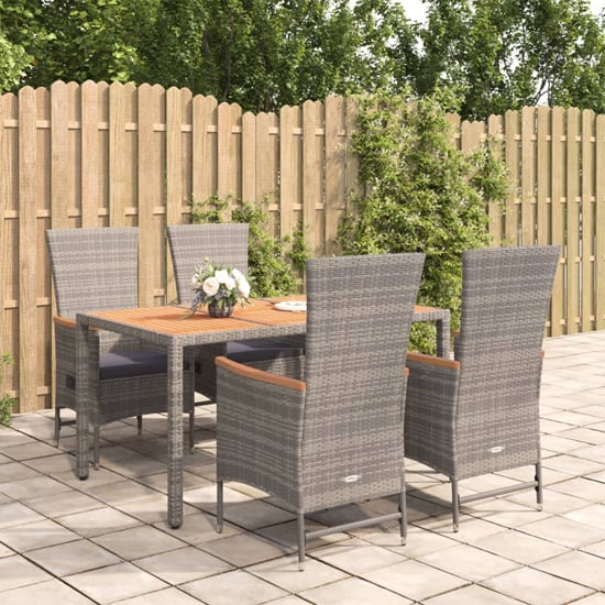 Indio Poly Rattan 5 Piece Garden Dining Set Large In Grey_1