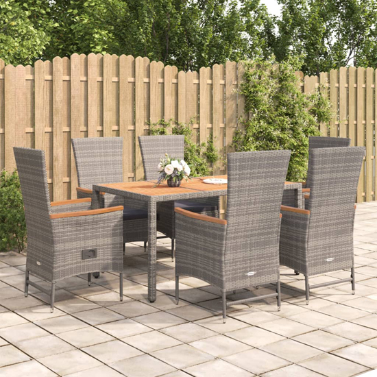 Product photograph of Indio Poly Rattan 7 Piece Garden Dining Set In Grey from Furniture in Fashion