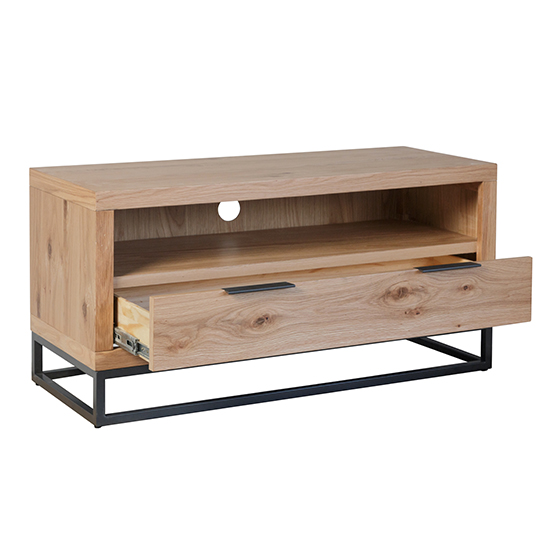 Indio Wooden Small 1 Drawer And 1 Shelf TV Stand In Oak_2