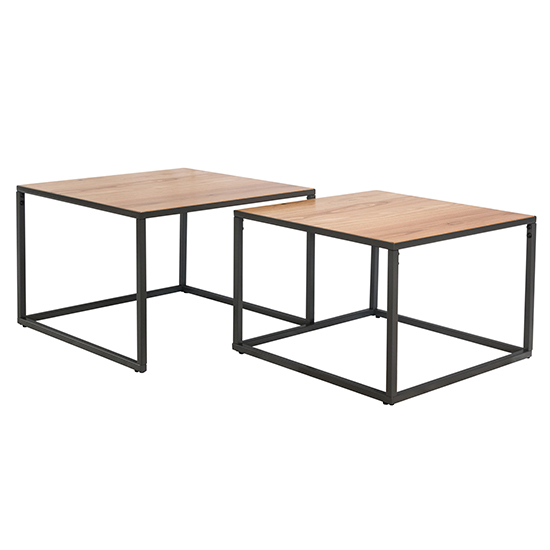 Indio Wooden Square Nest Of 2 Coffee Tables In Oak_2