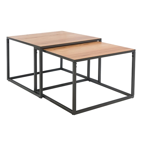 Indio Wooden Square Nest Of 2 Coffee Tables In Oak