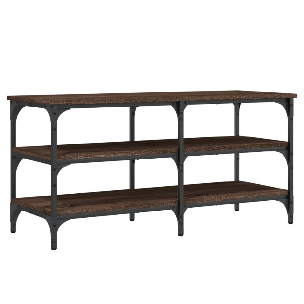 Indio Wooden Large Shoe Bench With 2 Shelves In Brown