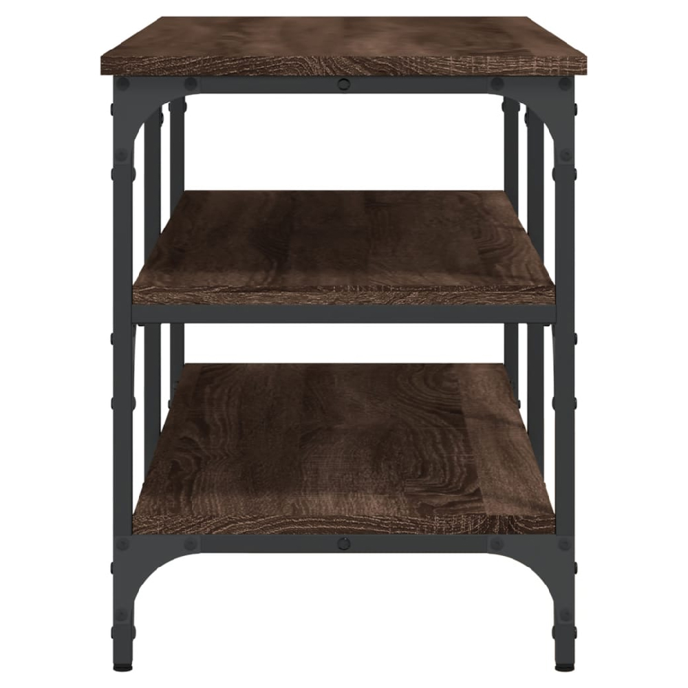 Indio Wooden Large Shoe Bench With 2 Shelves In Brown