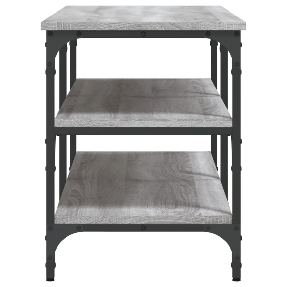 Indio Wooden Large Shoe Bench With 2 Shelves In Grey Sonoma