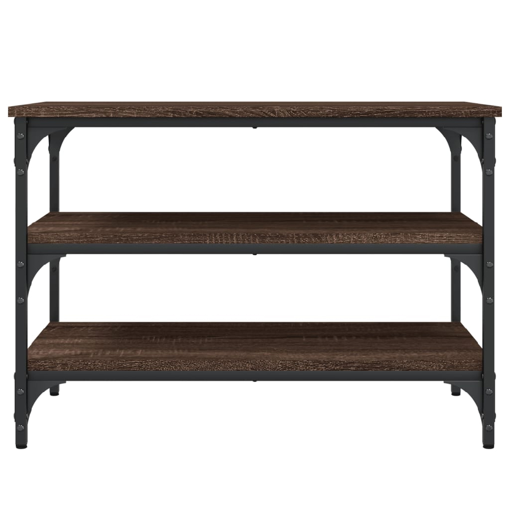 Indio Wooden Small Shoe Bench With 2 Shelves In Brown