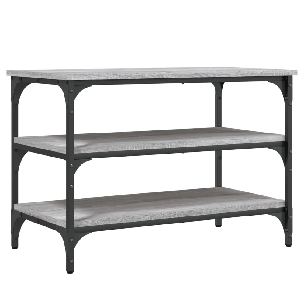 Indio Wooden Small Shoe Bench With 2 Shelves In Grey Sonoma