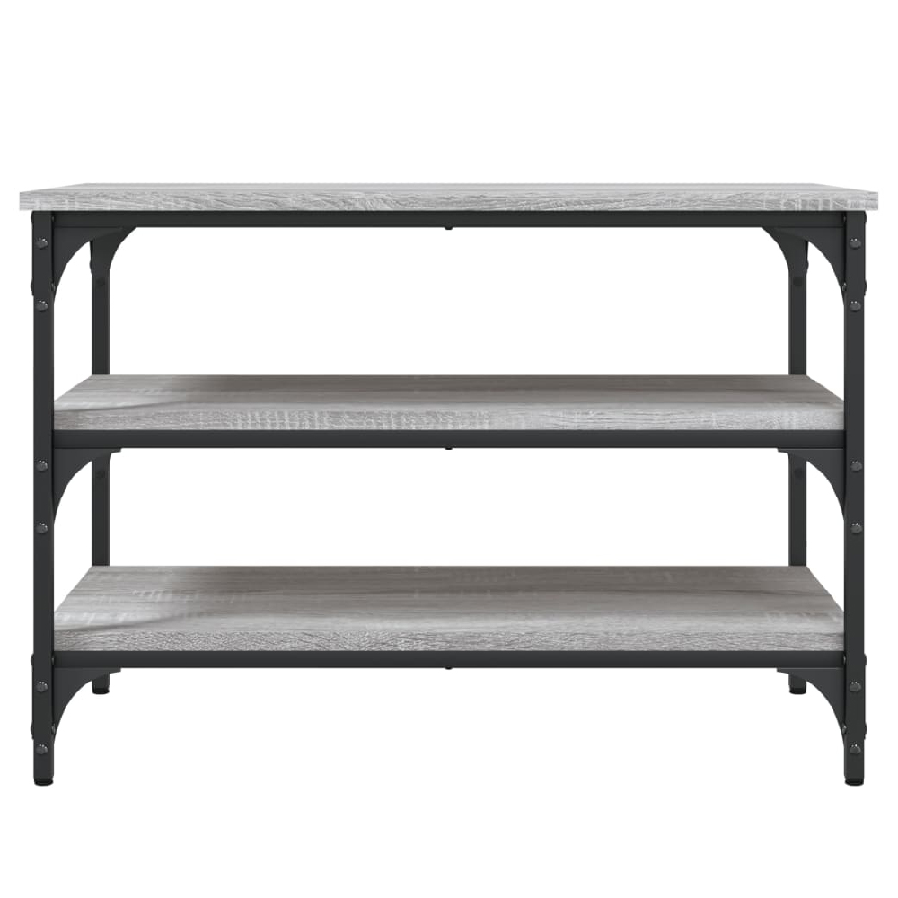 Indio Wooden Small Shoe Bench With 2 Shelves In Grey Sonoma