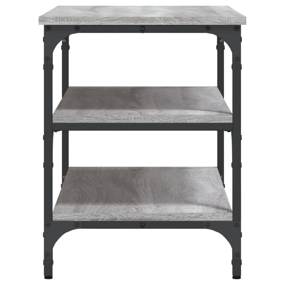 Indio Wooden Small Shoe Bench With 2 Shelves In Grey Sonoma