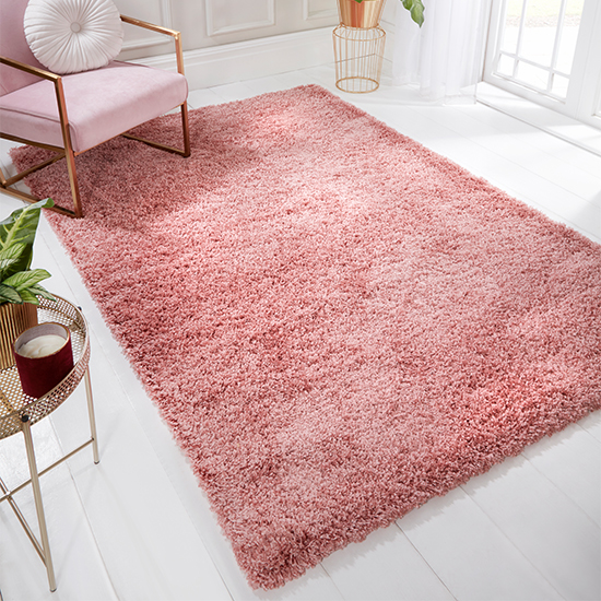 Indulgence 120x160cm Soft Underfoot Plain Rug In Blush