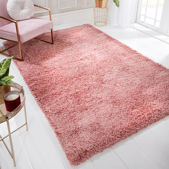 Indulgence 160x230cm Soft Underfoot Plain Rug In Blush