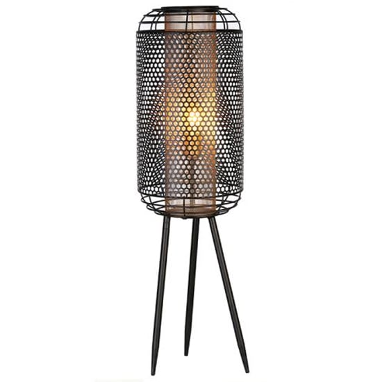 Product photograph of Industrial Large Floor Lamp In Black And Gold from Furniture in Fashion