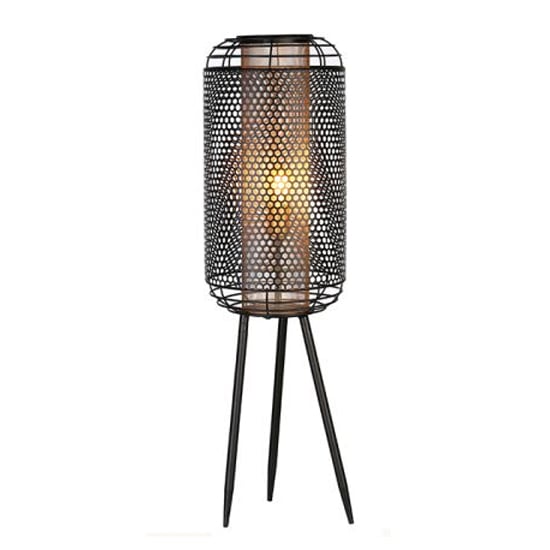 Photo of Industrial small floor lamp in black and gold