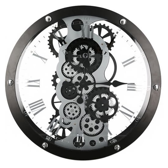 Read more about Industry glass wall clock with black and silver metal frame