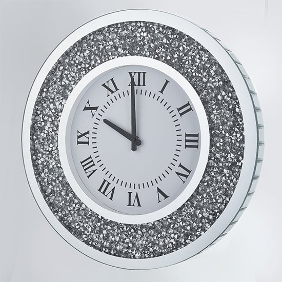 Inez Round 45cm Crushed Glass Wall Clock In Mirrored_1
