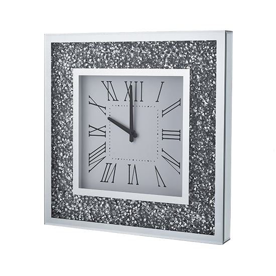Inez Square 45cm Crushed Glass Wall Clock In Mirrored_2