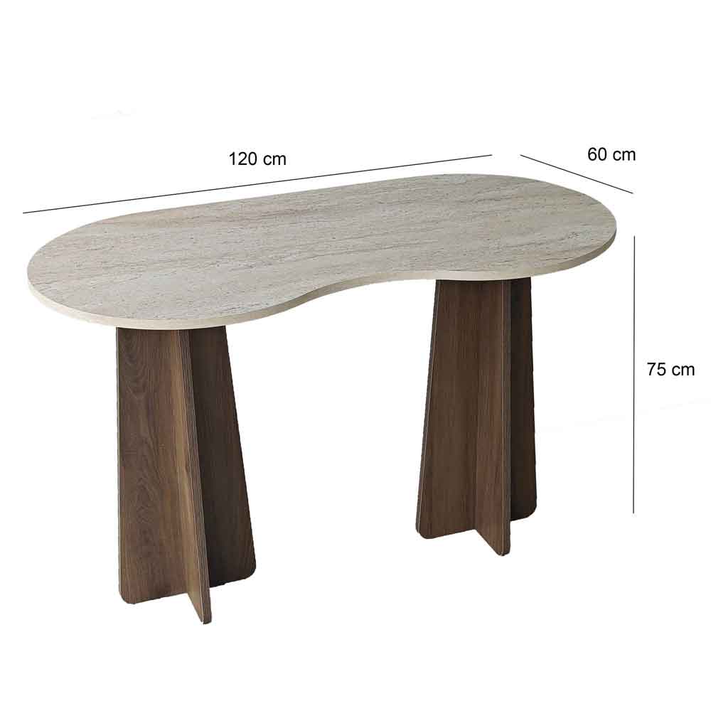 Infini Wooden Laptop Desk in Travertine Marble Effect and Walnut