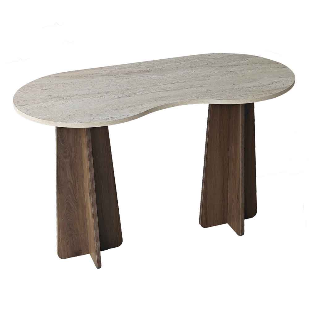 Infini Wooden Laptop Desk in Travertine Marble Effect and Walnut