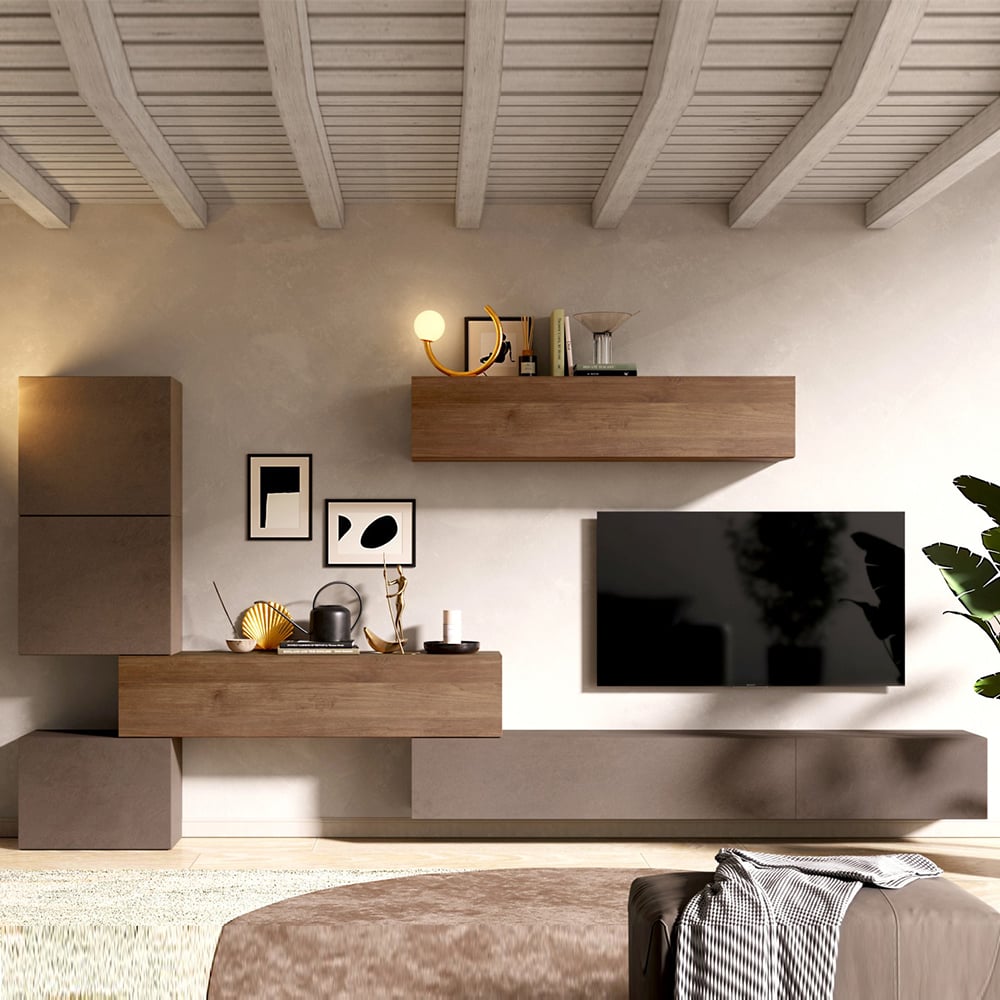Infinite I Wooden Entertainment Unit In Bronze And Mercure
