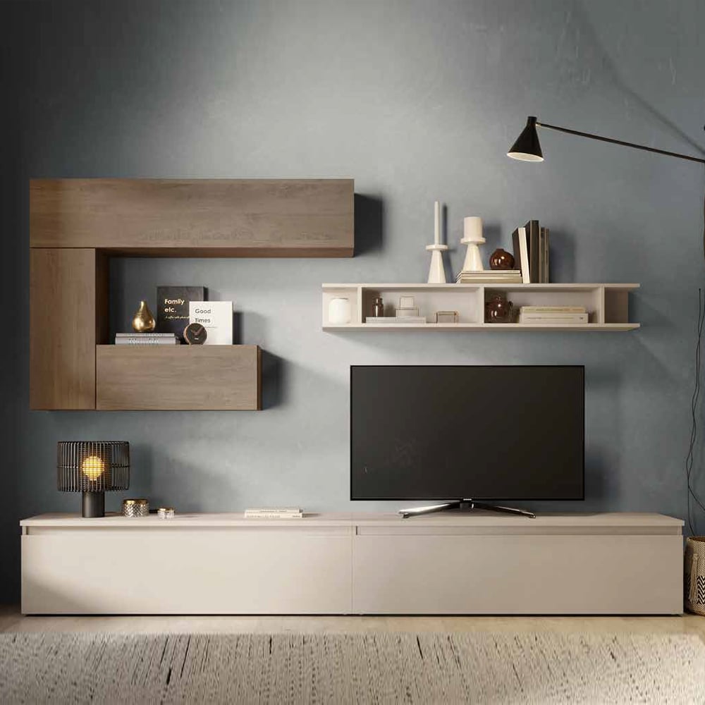 Infinite I Wooden Entertainment Unit In Cashmere And Mercure