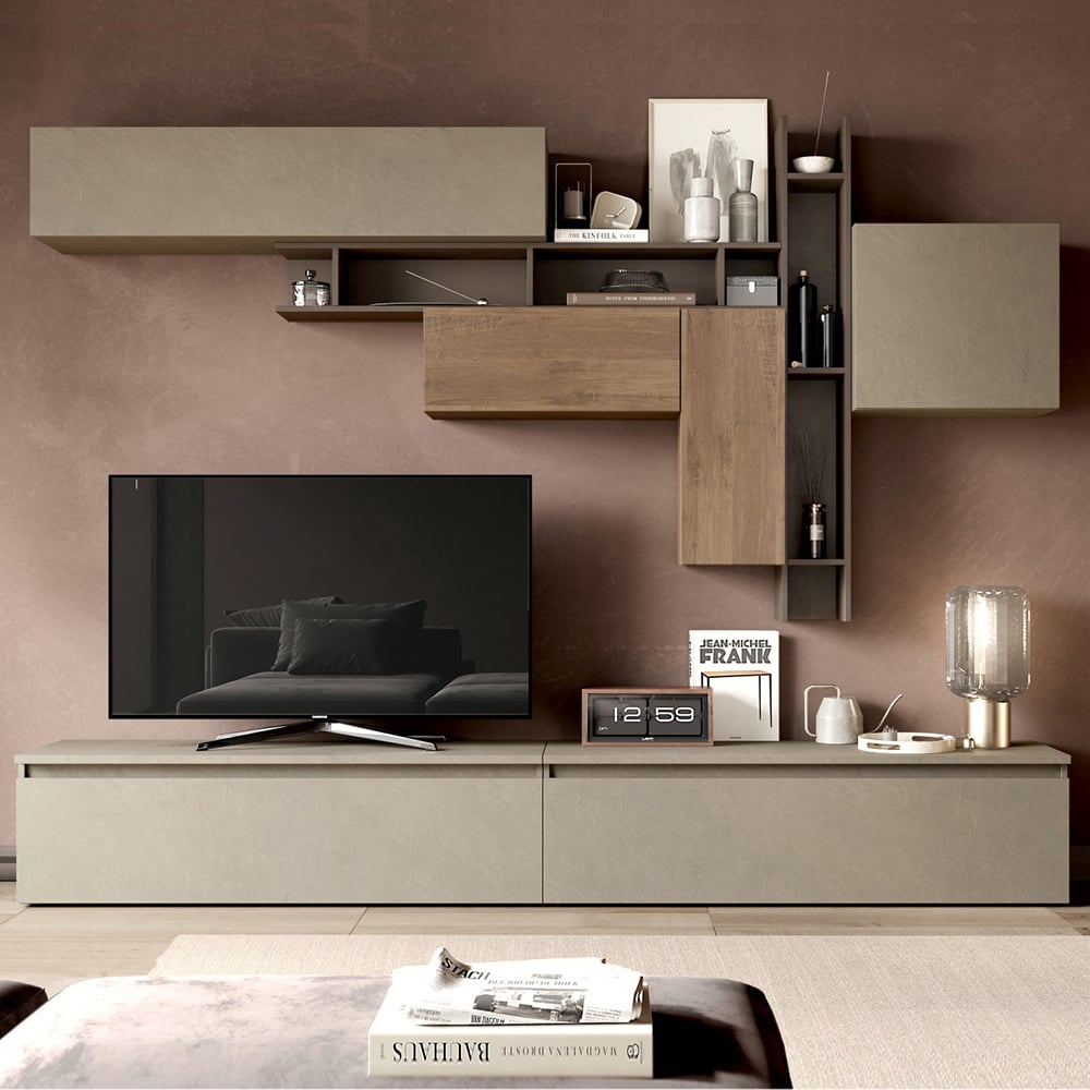 Infinite I Wooden Entertainment Unit In Clay Bronze And Cadiz