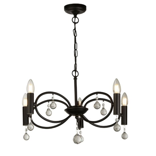 Infinity 5 Pendant Light In Matt Black With Crystal Glass Detail