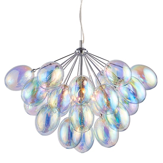 Photo of Infinity 6 lights iridescent glass pendant light in chrome