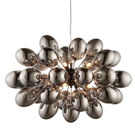 Photo of Infinity 8 lights electro glass pendant light in black chrome