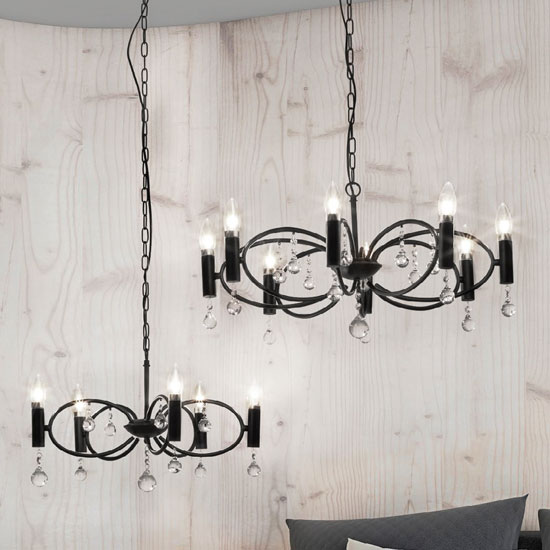 Infinity 8 Pendant Light In Matt Black With Crystal Glass Detail_2