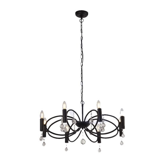 Infinity 8 Pendant Light In Matt Black With Crystal Glass Detail