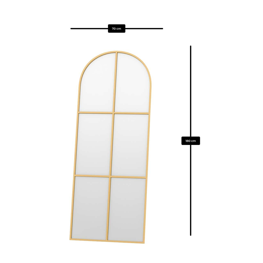 Influencer Arched Floor Full Length Mirror with Gold Metal Frame