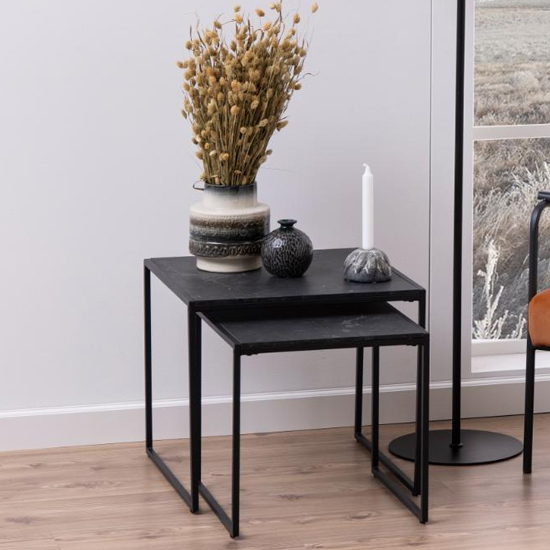 Read more about Infor wooden nest of 2 tables in black marble effect