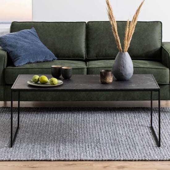Infor Rectangular Wooden Coffee Table In Black Marble Effect